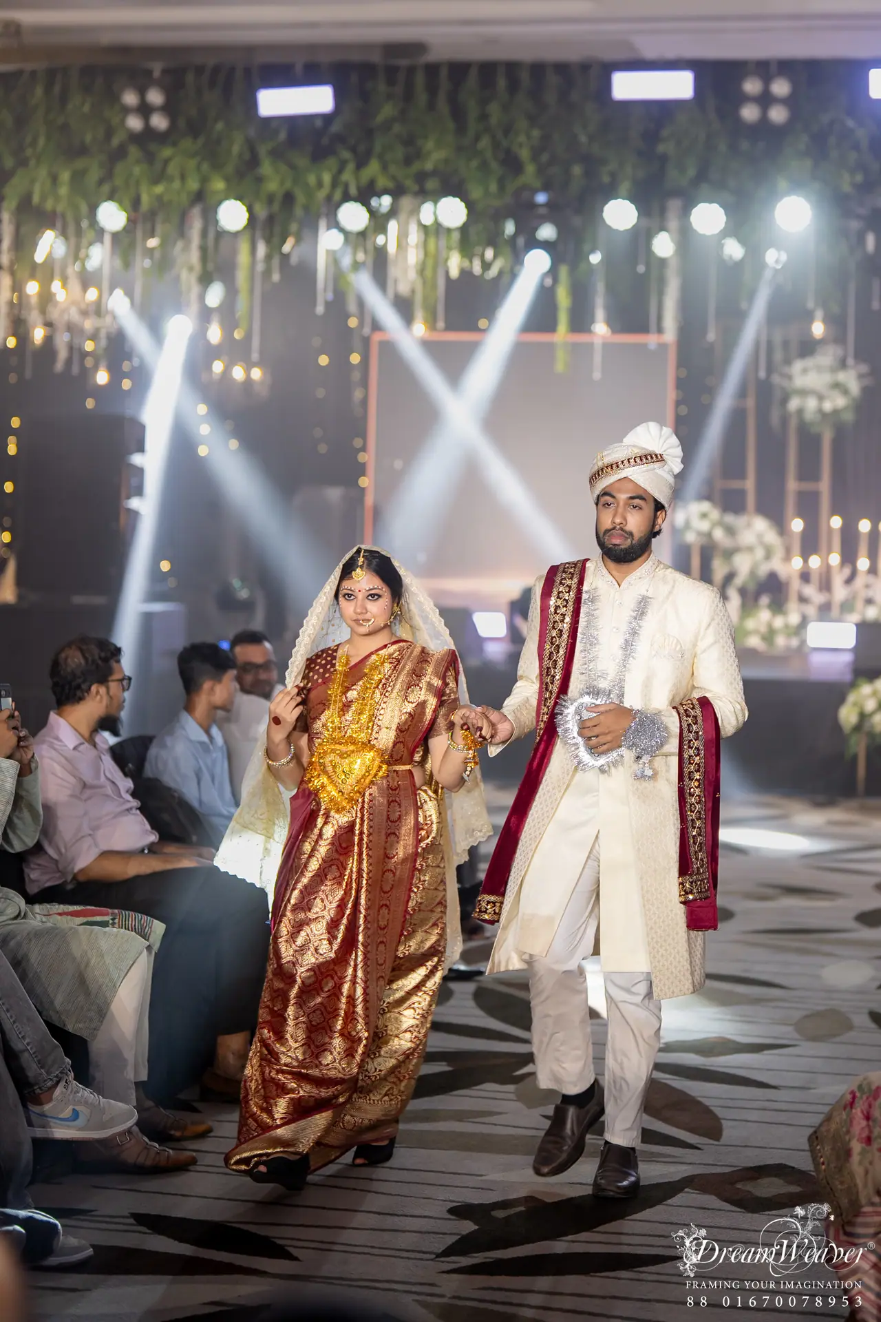 Bride and groom on the runway